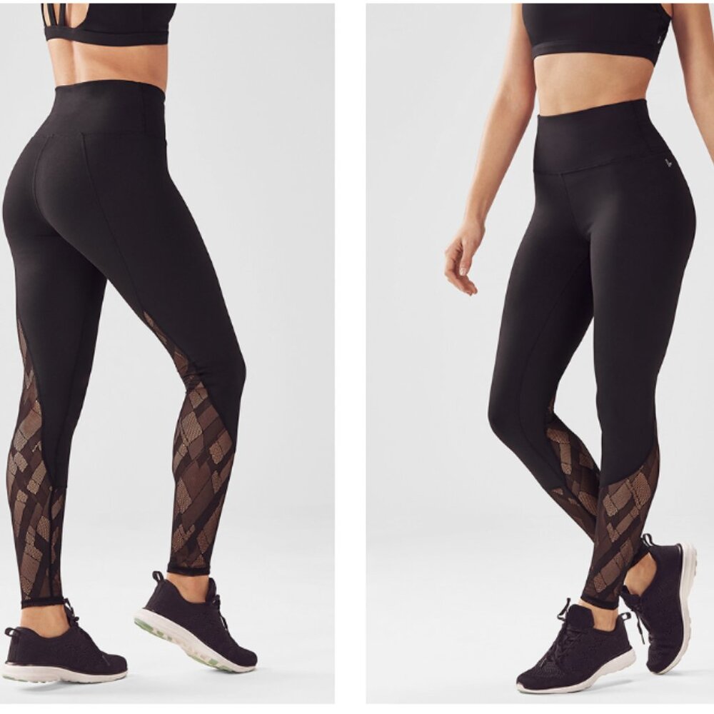 Fabletics High-Waisted Leggings With Mesh Panels